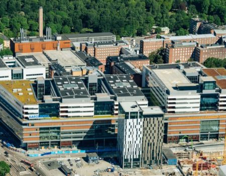 Nya Karolinska Solna, NKS, fotat från helikopter